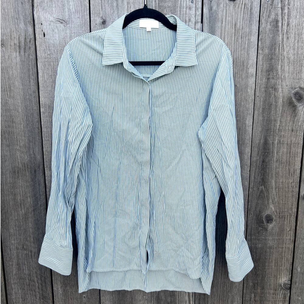 My Mum Made It | Striped Long Sleeve Button Down Boyfriend Office Shirt XS-S